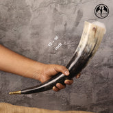 Set of 4 Viking Drinking Horn w/ Iron Stand, Bottle Opener and Short Glass